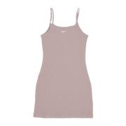 Rib Jurk Essentials Diffused Taupe/Wit Nike , Beige , Dames