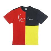 Handtekening Blok Tee Rood/Blauw/Geel Karl Kani , Multicolor , Heren