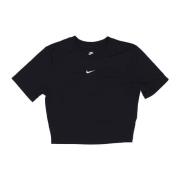 Zwarte Slim-fit Crop Tee met Swoosh Nike , Black , Dames