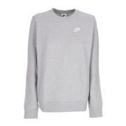 Fleece Crewneck Sweatshirt Heather/White Nike , Gray , Dames