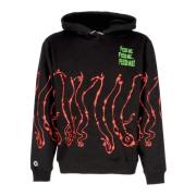 Zwarte Dripper Hoodie Lange Mouw Octopus , Black , Heren