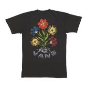 Vintage Bloemen T-shirt Zwart Korte Mouw Vans , Black , Heren