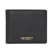 Zwart/Goud Leren Billfold Portemonnee Mannen Carhartt Wip , Black , He...