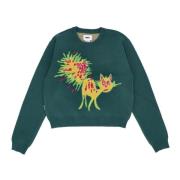 Donkere Ceder Lichtgewicht Crew-Neck Sweater Obey , Green , Dames