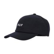 Zwarte Gebogen Klep Pet 6 Panel HUF , Black , Heren