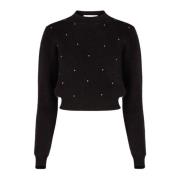 Zwarte Mohair Trui met Gouden Studs Nina Ricci , Black , Dames