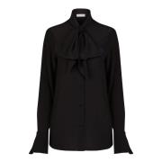 Zwarte Strikshirt - Stijlvol - Nina Ricci , Black , Dames