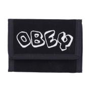 Canvas Tri Fold Portemonnee Zwart Obey , Black , Heren