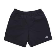 Zwarte Nylon Herenshorts met Zakken Obey , Black , Heren