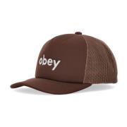 Bruine gebogen klep truckerpet Obey , Brown , Heren