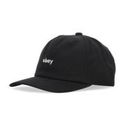 Klassieke Snapback Gebogen Klep Pet Zwart Obey , Black , Heren