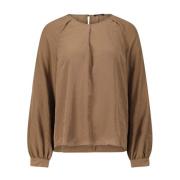 Satin Blouse Losse Pasvorm Ronde Hals Luisa Cerano , Brown , Dames