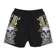 Zwarte Skull Swimshorts met Mesh Dolly Noire , Black , Heren