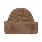 Geribbelde Cashmere Beanie in Toffee Bruin Fedeli , Brown , Dames