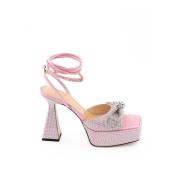 Roze Leren Sleehak Platforms Mach & Mach , Pink , Dames