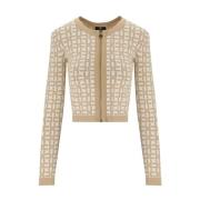 Monogram Jacquard Kort Vestje Elisabetta Franchi , Beige , Dames