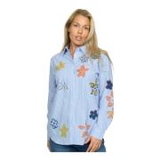 Bloemen Streep Shirt Dami.Ea24 2-Biz , Blue , Dames