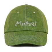 Groene Denim Hoed met Geborduurd Logo Marni , Green , Heren