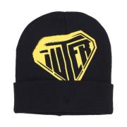 Stencil Beanie Muts Zwart/Geel Iuter , Black , Heren