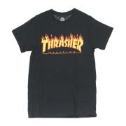 Flame Tee Zwart/Geel Korte Mouw T-shirt Thrasher , Black , Heren