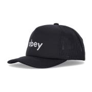 Zwarte gebogen klep truckerpet Obey , Black , Heren