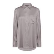 Elegante Satijnen Shirt met Zak MOS Mosh , Gray , Dames