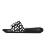 Gedrukte Slide Slippers Zwart/Wit Nike , Black , Heren