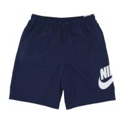 Midnight Navy/Wit Geweven Twill Shorts Nike , Blue , Heren