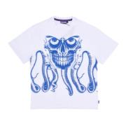 Skull Tee White T-Shirt Octopus , White , Heren