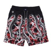 Marmer Sweatshort Zwart Octopus , Multicolor , Heren