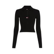 Zwarte Half Zip Pullover Tommy Hilfiger , Black , Dames