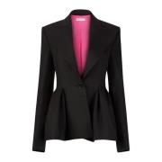 Zwarte Wol Gabardine Peplum Blazer Nina Ricci , Black , Dames