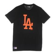 Dodgers Logo Tee Zwart/Oranje New Era , Black , Heren