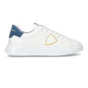 Casual Leren Denim Sneakers Blauw Wit Philippe Model , White , Heren