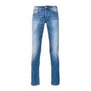 Blauwe Skinny Jeans Contraststiksels Dondup , Blue , Heren