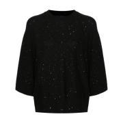 Zwarte Pailletversierde Crew Neck Sweater Fabiana Filippi , Black , Da...