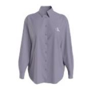 Relaxed Shirt Lavendel Aura Wit Logo Calvin Klein , Purple , Dames