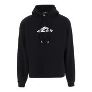 Hoodie van katoenmix met trekkoord Dsquared2 , Black , Heren