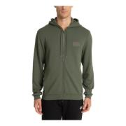 Hoodie met rits en logo Emporio Armani EA7 , Green , Heren