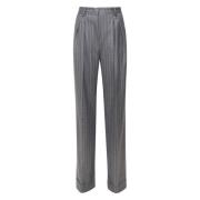 Pinstripe High Waist Trousers Grey White Andamane , Gray , Dames