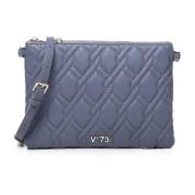 Denim Clutch met Verstelbare Schouderband V73 , Blue , Dames