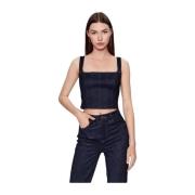 Denim Korset Top - Blauw Guess , Blue , Dames