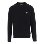 Katoenen Crew Neck Sweatshirt Vos Patch Maison Kitsuné , Black , Heren