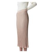 Gebreide A-lijn Rok met Metallic Draad Bizuu , Beige , Dames