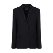 Gestructureerde Zwarte Blazer met Revers Max Mara , Black , Dames