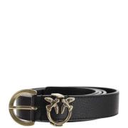 Leren Love Birds Riem Zwart Pinko , Black , Dames