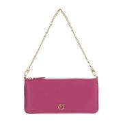 Leren Clutch met Kettinghandvat Pinko , Pink , Dames