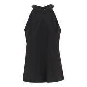 Satin Crew Neck Sleeveless Top Pinko , Black , Dames