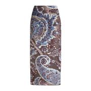 Blauwe Bloemen Paisley Velvet Pencil Rok Etro , Multicolor , Dames