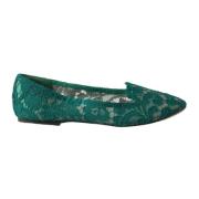 Groene Bloemenkant Loafers Dolce & Gabbana , Green , Dames